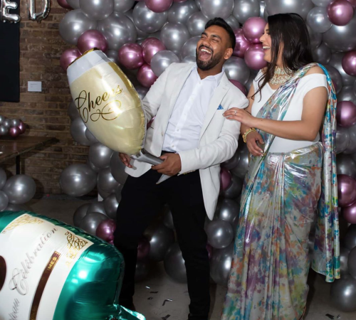 Engagement celebration with balloons at SAMA Bankside