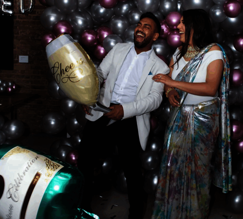 Engagement celebration with balloons at SAMA Bankside